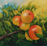 412. appels aan de boom 2, acryl 2017, 70 x 70 cm