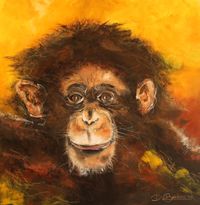 277. funky monkey, acryl, oilpastel, 2014, 60 x 60 cm. - kopie