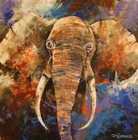 285. olifant, acryl en oilpastel 2014, 80 x 80 cm.
